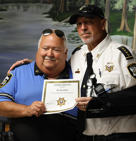 Sgt. Billy Labiche pictured with Chief Sessions